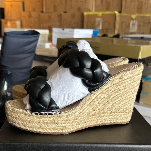 Kenneth Cole Black Braided Wedge Sandals - Picture 3 of 4